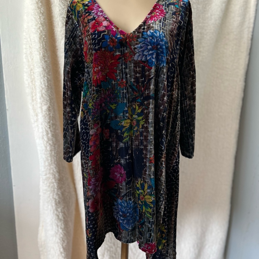 Johnny Was Multicolor Velvet Floral Dress or Top
